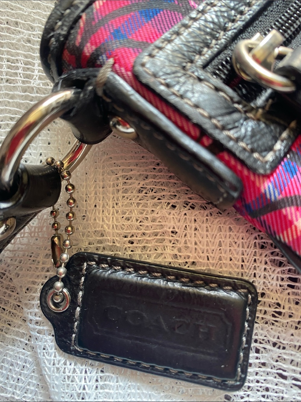 Coach Pink Plaid Signature Crossbody with Black Strap and Leather Trim - Picture 2 of 7